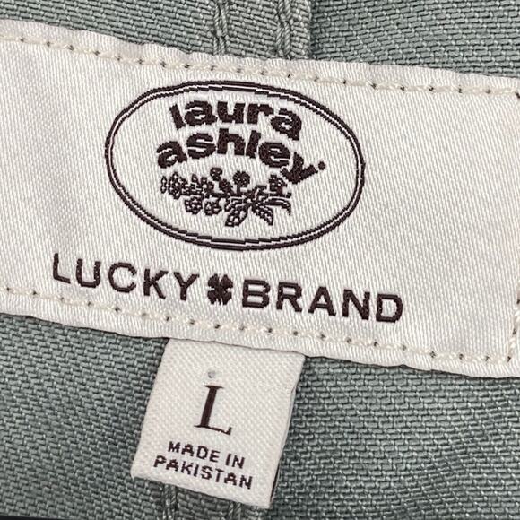 Lucky Brand X Laura Ashley Coverall Romper Floral Denim Cinch Waist Green  Large - Picture 6 of 9